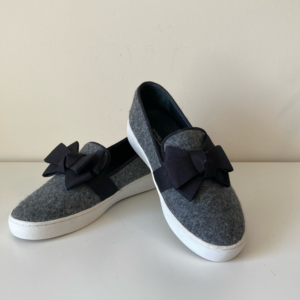 Michael Kors Val Flannel Bow-Detail Slip-On Sneakers EU 35 EUC